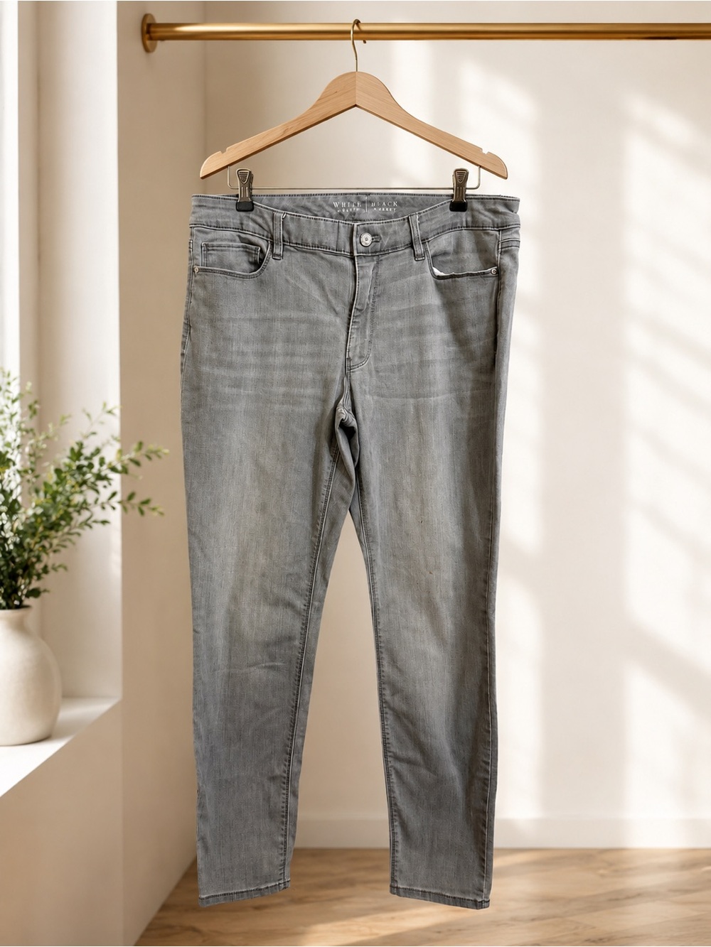 WHBM White House Black Market Gray Skinny Jeans 12S Stretch Denim